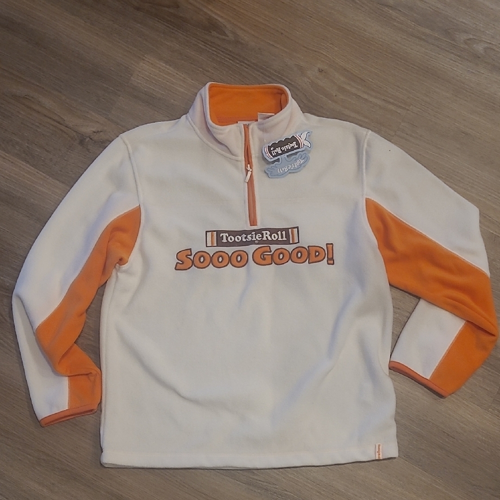 Tootsie Roll Fleece Pullover in Cream and Orange